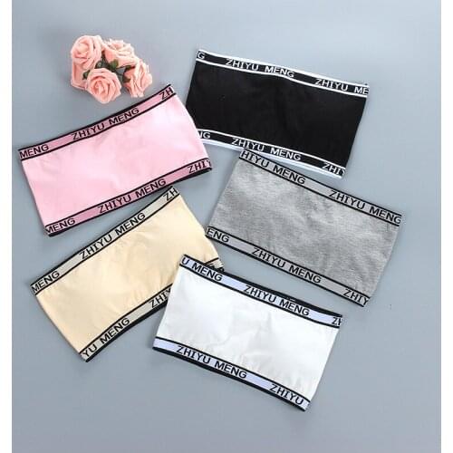 Brassiere pure cotton girl training bra letter Strapless students 9-16 years old vest underwear wrapped sports bra