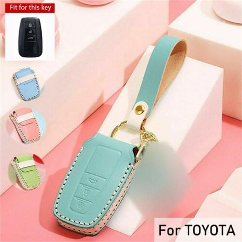 Genuine Leather Remote Car Key Cover Case Fob Shell Skin Holder For Toyota CHR 2017 2018 Prius Camry RAV4 Accessories Styling