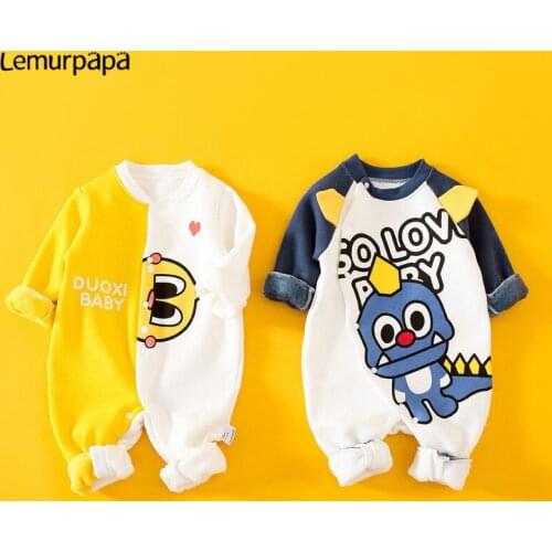 Cartoon Baby Clothes Romper Onesie Infant Boys Girls Rompers Long Sleeve Animal Unicorn Cow Brushed Thicken Soft Baby Costume