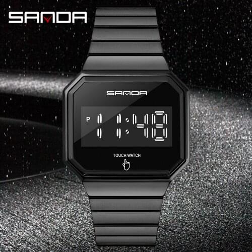 SANDA2021 New Fashion Casual Mens Watch Touch Screen Waterproof LED Electronic Watch Mens Digital Clock Relogios Masculino