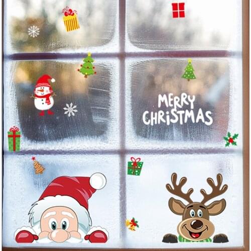 2021 Christmas Santa Claus Reindeer Electrostatic Stickers for Glass Window Xmas Snowflakes DIY Sticker Design Decor Home Decals