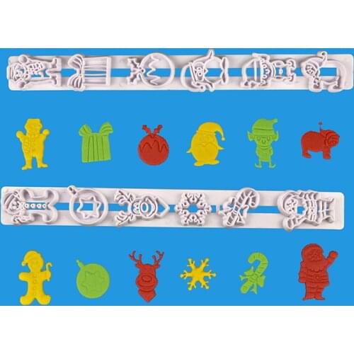 DIY 2pcs Santa Claus Elk Snowman Cake Molds Mould Fondant Tools Cookie Cutter Biscuit Christmas Baking Sugarcraft Mold