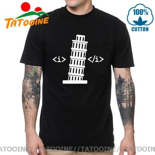Tatooine HTML Italics Pisa Tower web designer developer T shirt men Funny Code Programmer T-shirt 2020 Newest Design Fashion Tee
