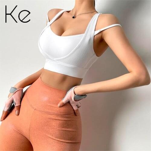 KE Sports underwear women running shockproof gathering thread sexy fitness training vest type training yoga bra outer wear