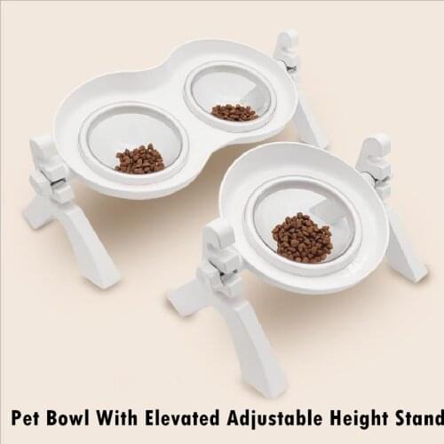 2021NEW High Grade Non-Slip Double Cat Bowl Dog Bowl With Elevated Adjustable Height Stand Pet Feeding Dog Cat Water Bowl Feeder