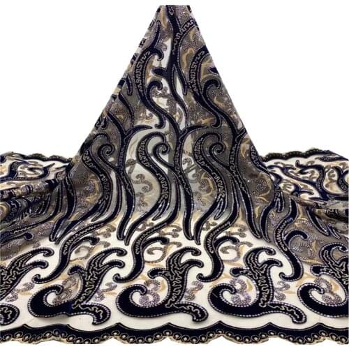 SJ Lace Nigerian Sequins Lace Fabrics 2021 High Quality Lace African Lace Fabric Bride French Lace Fabric For Party Dress xh4-81