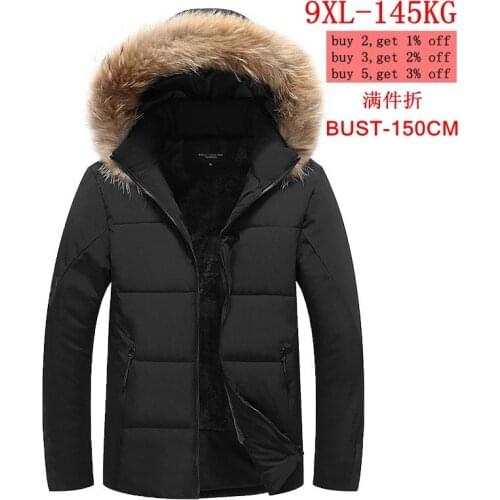Winter Mens Pikes Large Size Jacket Thick Fleece Hooded 7XL 8XL Warm Large Size Jacket 5XL 9XL Mens Loose Parker Coat