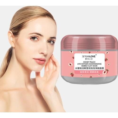1pcs 100ml Peach Bubble Mask Gentle Cleansing Oil Moisturizing Active Oxygen Moisturizing Bubble Clay Mask Clay Mask Skin Care