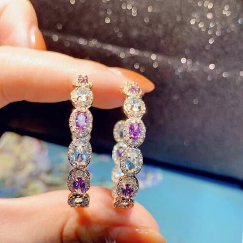 Korean Style Fashion Big Circle Color Oval Crystal Cubic Zircon Personality Luxurious Earrings For Women High Quality Jewelry