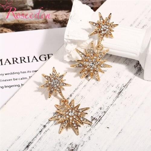 Fashion Stars Shape Rhinestone Earrings Women party Statement Earring wedding Jewelry RE4087