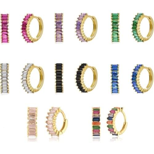 Fashion Jewerly Rainbow Zircon Hoop Earrings for Women Puple /lavender/black/green/white/blue Circle Earring orecchini donna