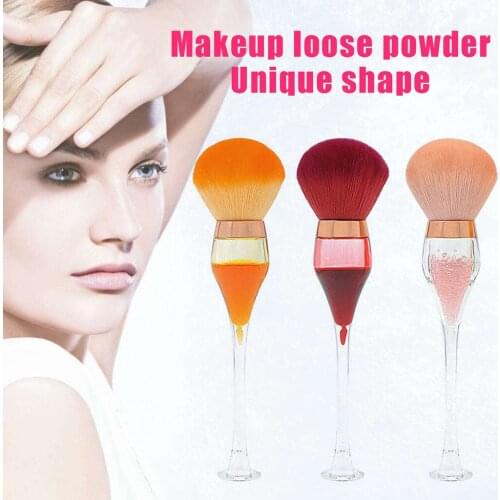 Single Red Wine Glass Makeup Brush Professional Makeup Tools For Face Standable Shakeable Soft Synthetic Fiber Makeup Brushes