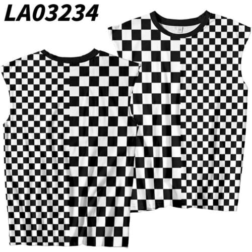 Couple Women Men Plaid Splicing Printed Loose Female Male Streetwear Sports Tanks Tee Costumes Casual Mesh Beach Vest Tops