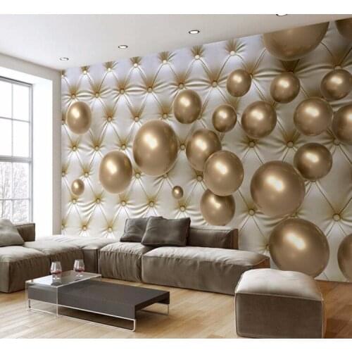Custom 3D Photo Wallpaper Modern 3D Stereoscopic Golden Ball Soft Pack Background Large Wall Painting Living Room Bedroom Mural