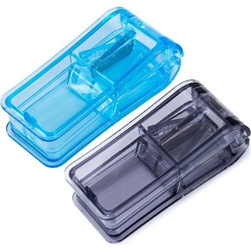Mini Portable Pill Cases Splitters Cutter Medicine Box Crusher Grinder Tablet Divider Storage Organizer Blue Black