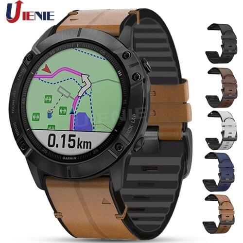 26/22mm Watchband for Garmin Fenix 5X 5 Plus 6 6X Pro 3/3HR Forerunner 935 945 Strap Quick Release Silicagel Leather Wristband