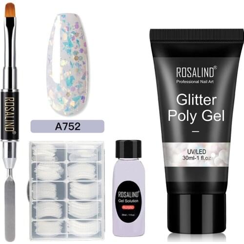 ROSALIND Glitter Gel DIY Polish Kit Pearlescent Nail Extension Art Design Durable Quick Extension Gel Nail Art Tool TSLM2