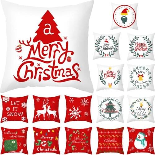 Christmas Pattern Throw Pillow Cover Skin-friendly Wear Resistant Polyester Peach Skin Xmas Theme Thickened Pillow Case for Home