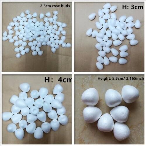 Height 2/2.5/3.5/4.5/5cm White Water Drop Modeling Foam Rose Bud For Nylon Stocking Flower Accessories Polystyrene Styrofoam Bud