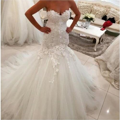 ANGELSBRIDEP Sweetheart Mermaid Wedding Dresses Robe de mariee Charming Applique Floor-Length Romantic Boho Bride Dresses