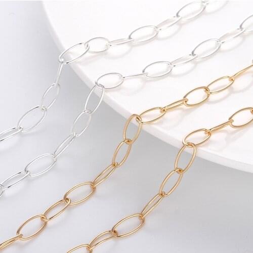 1 Meter 7mm Necklace Chain Silver Gold Copper Rolo Cable Link Big Chains Bracelet Anklet for Jewelry Making DIY Craft Wholesale