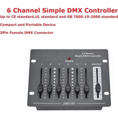 1XLot Free Shipping 6 Channel Simple DMX Controller For Stage Console Control DMX Par Light LED Moving Head Lights Laser Lights