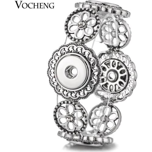 10PCS/Lot Elastic Rope Bracelet Vocheng Ginger Snap Jewelry Fit 18mm Button Flower Vintage Style NN-568*10