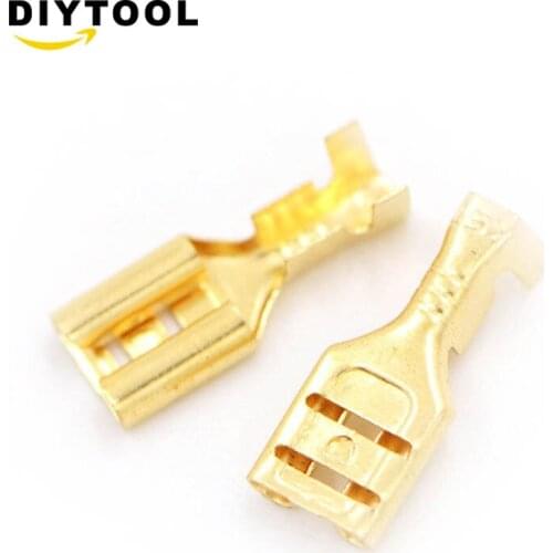 100Pcs Female Spade Connector 6.3 Crimp Terminal with Insulating Sleeves For Terminals