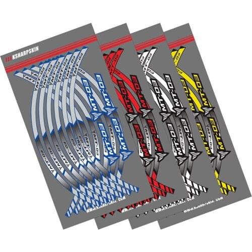 12 X Motorcycle outer ring sticker stripe wheel accessories decorative reflective decals Suitable for YAMAHA MT03 MT-03