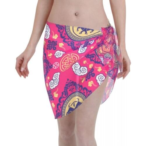 2021 Beach Bikini Cover Ups Wrap Skirt Asian Zodiac Ox Sign Women Bathing Suit Sexy Swimsuit Beachwear