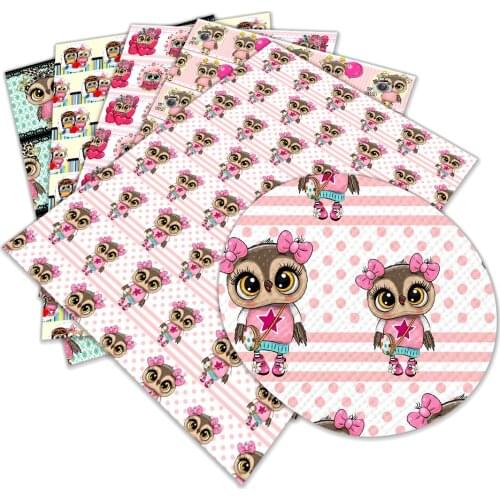 30 cm x 136 cm Owl Printed Artificial Leather for DIY Handmade Materials L231