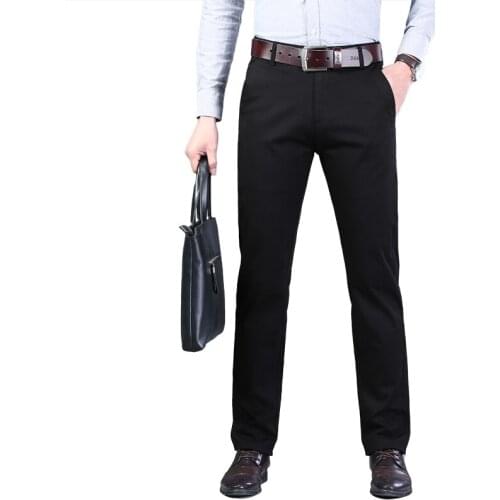 Spring and summer khaki black blue mens suit pants casual cotton office business slim stretch clothing
