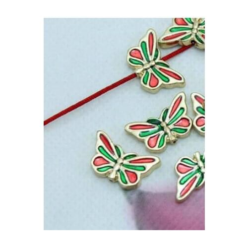 5pcs/lot Tibetan silver Dripping oil spacer Cloisonne lotus Loose butterfly Spacer Beads for DIY Jewelry Making bracelet df4s