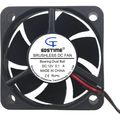 Gdstime 1 Piece 12V 50x50x20mm 5020 2Pin Ball Bearing 5cm Industrial DC Motor Equipment Case Cooling Fan 50mm x 20mm Cooler