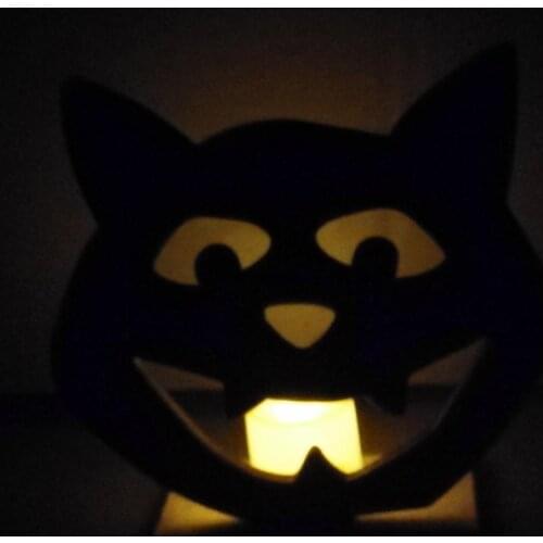 Halloween Wooden DIY Ornaments With Night Light Table Top Decoration Pumpkin LED Ornament Happy Halloween Party Decor For Home