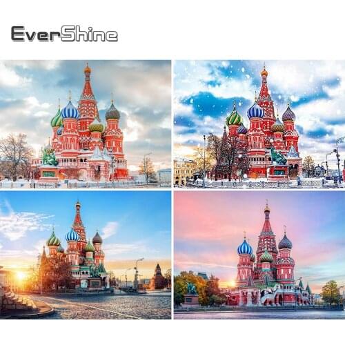 EverShine Diamond Embroidery Religion Full Square Diamond Painting St. Petersburg Church Rhinestones Mosaic Islamic Wall Decor