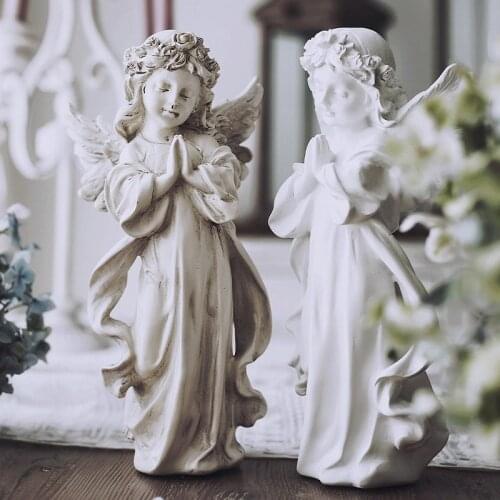 European Praying Girl Angel Resin Accessories Home Livingroom Desktop Sculpture Crafts Wine Cabinet Table Furnishings Decoration