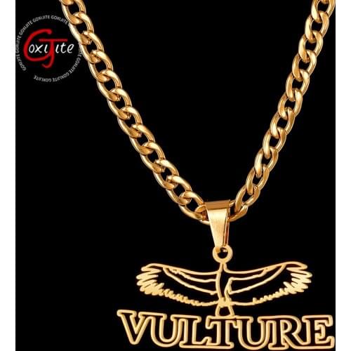 Goxijite Trendy Custom Hollow Name Necklace For Women Men Personalized Stainless Steel Eagle Nameplate Pendant Memorial Gift