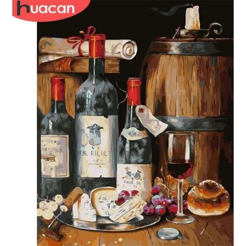 HUACAN Painting By Number Drawing On Canvas HandPainted Painting Art Gift DIY Pictures By Number Red Wine Kits Home Decor