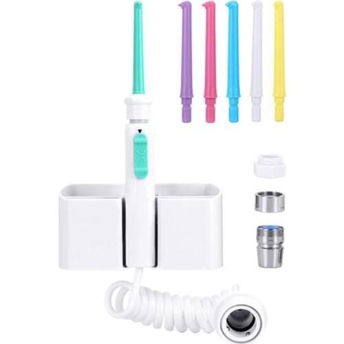 Water Flosser Portable Dental Oral Irrigator Dental Spa Water Floss Oral Irrigator Faucet with 6 Colorful Teeth Cleaner Heads