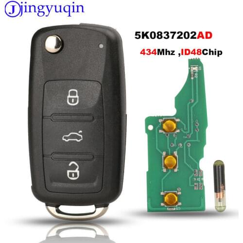 Jingyuqin 10p 434MHZ With ID48 Chip 3B Remote Key For VW Volkswagen GOLF PASSAT Tiguan Polo Jetta Beetle Hella 5K0837202AD