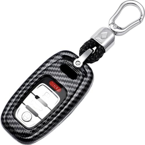 Carbon Fibe Car Remote Key Full Cover Case For Audi A4 A4L A5 A6L Q5 Q7 TT QT S5 S7 TTS 2016 2017 2018 Soft Car Keychain Fob