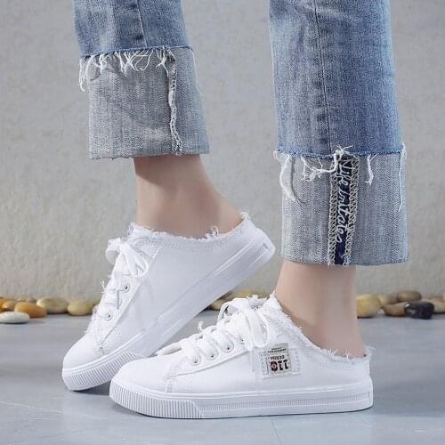 2020 New Spring Summer Women Canvas Shoes Flat Sneakers Women Casual Shoes Low Upper Lace Up White Shoes Zapatos Para Mujer