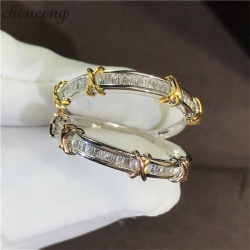 Choucong Across Promise Finger Ring 100% Real 925 Sterling Silver AAAAA cz Engagement Wedding Band Rings For Women Fine Jewelry