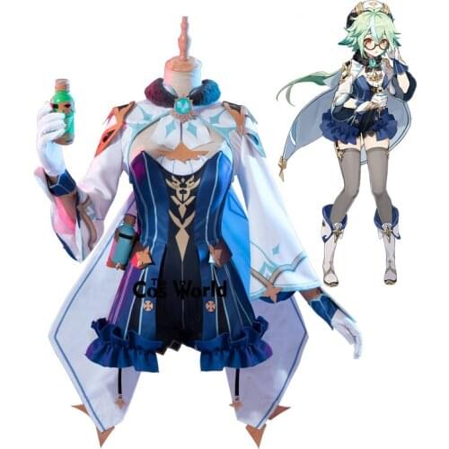 Genshin Impact Mondstadt Sucrose Dress Uniform Outfit Games Cosplay Costumes