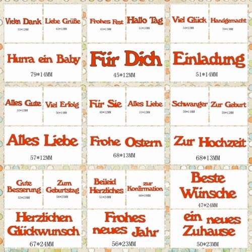 German Words Metal Cutting Dies Stencil For Scrapbooking Album Photo Paper Cards Crafts Decorative New Handmade Embossing