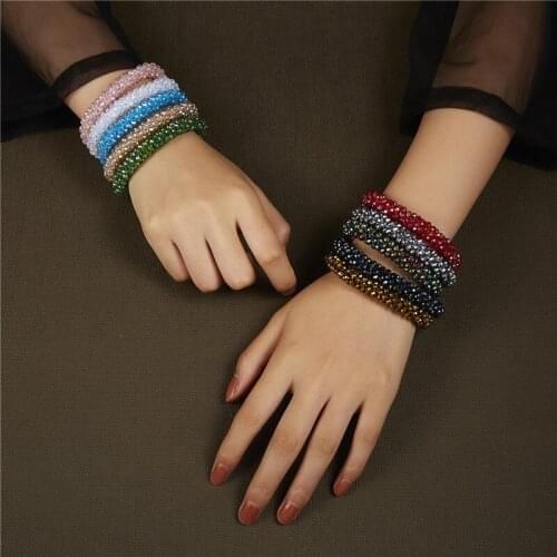 Multicolor Crystal Bracelets For Women Boho Trendy Beads Strand Bracelets For Lady Gift Elastic Fashion Jewelry Bracelets