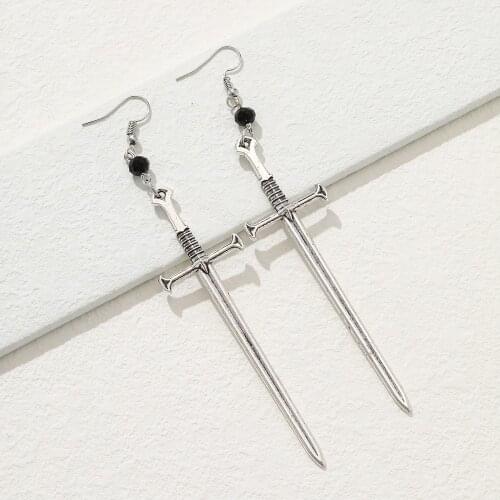 Lost Lady Fashion ING New Earrings Popular Creative Trend Style Sword Earrings Light Luxury Alloy Jewelry Wholesale Direct Sales