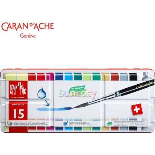 Caran D'Ache Fancolor Tempera Paints , 15 Colors, Fancolor Gouache 15 Watercolor Paint Set, for Students, Teachers and Artists