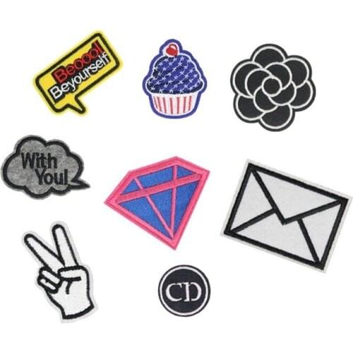 50pcs/Lot Embroidery Patches Letters Clothing Decoration Accessories Diy Iron Heat Transfer Applique Heat Transfer Stickers